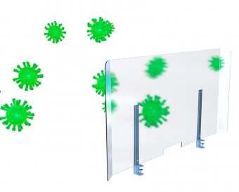 Защитный экран от коронавируса из прозрачного пластика  1400х700 с загибами Clemer