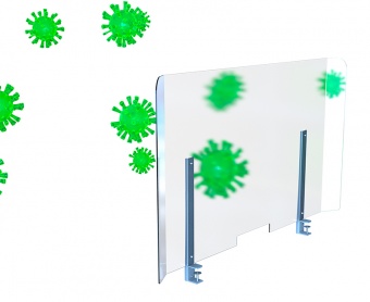 Защитный экран от коронавируса из прозрачного пластика  1200х700 с загибами Clemer